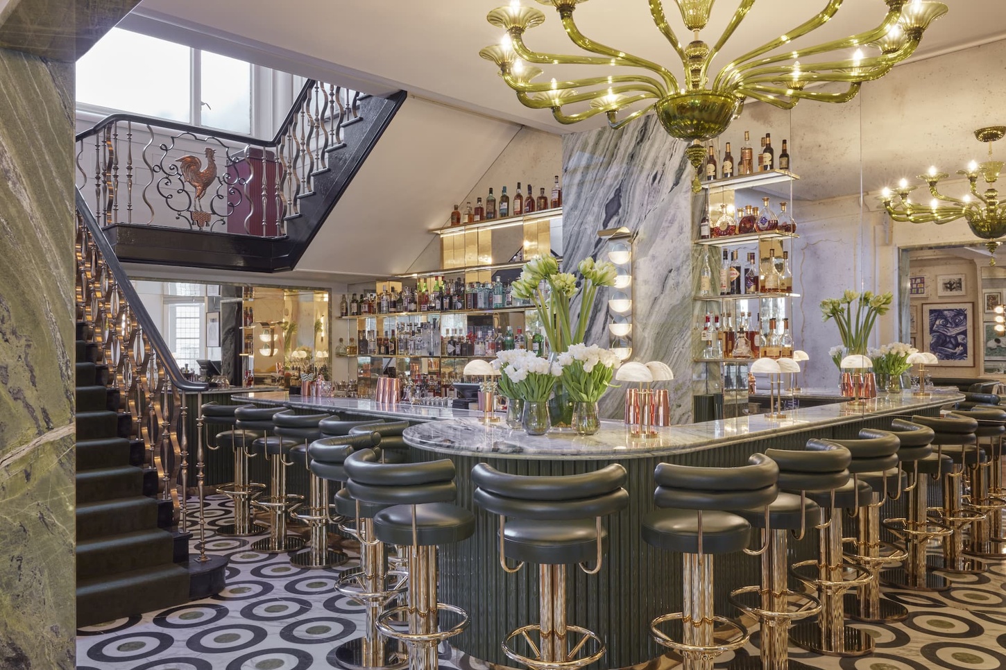 interior shot of the bar at Langan's brasserie